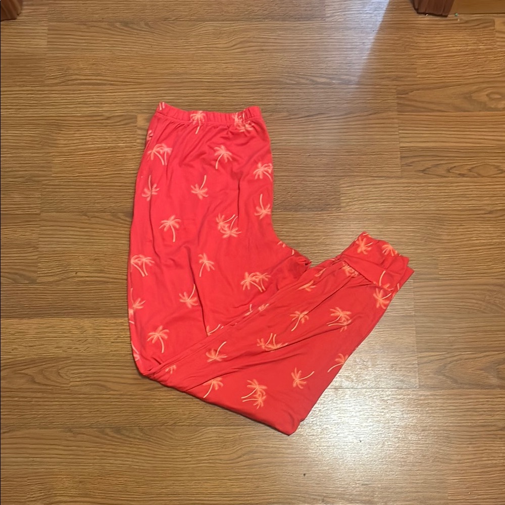 Kids Palm Tree Print Pajamas - Red